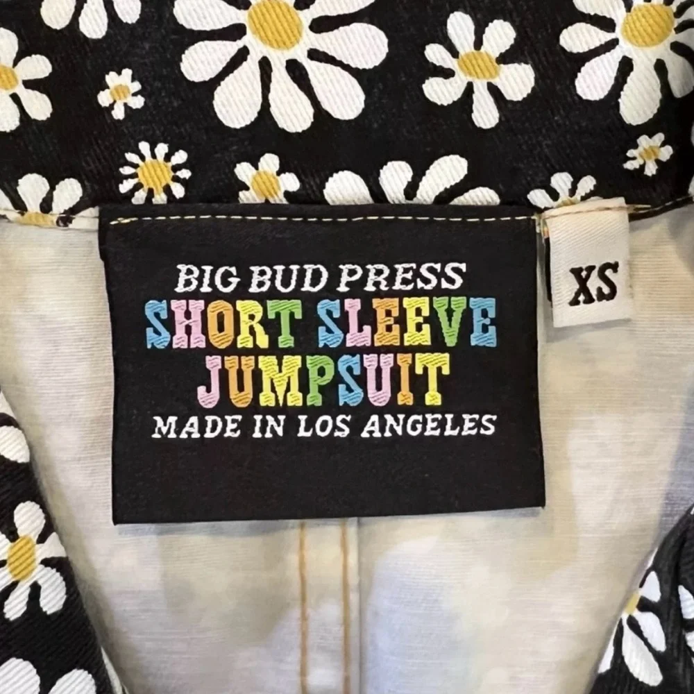 Big Bud Press Black Lazy Daisy Short Sleeve Jumpsuit Size XS - Picture 3 of 7